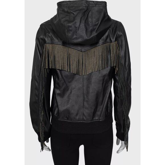 Saint Laurent Black Fringe Leather Jacket - Size S / FR36 - Picture 3 of 4